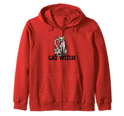 Cat Witch White cats design fun white cat Zip Hoodie von CAT