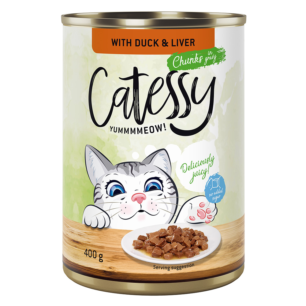 Catessy Häppchen in Sauce oder Gelee 12 x 400 g - mit Ente und Leber in Sauce von Catessy