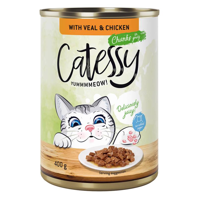 Catessy Häppchen in Sauce oder Gelee 12 x 400 g - mit Kalb und Huhn in Sauce von Catessy