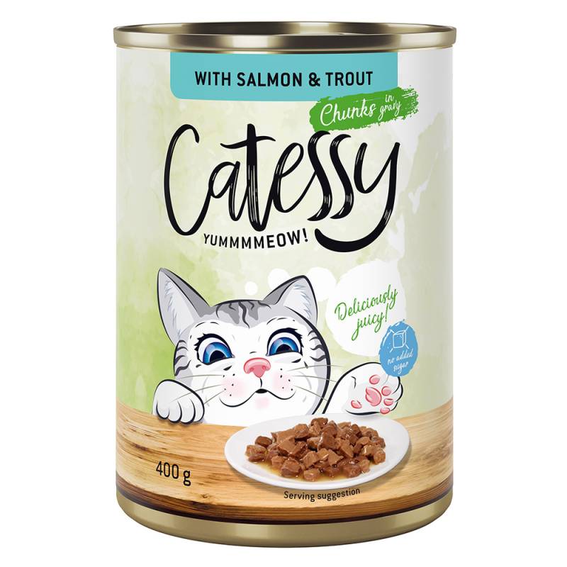 Catessy Häppchen in Sauce oder Gelee 12 x 400 g - mit Lachs und Forelle in Sauce von Catessy