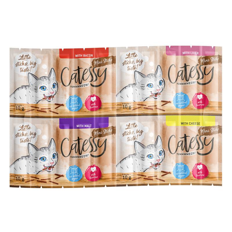 Catessy Mini-Sticks Mix 2 - Sparpaket 60 x 2 g mit 4 Sorten (Speck, Leber, Malz, Käse) von Catessy