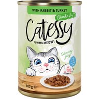 Sparpaket Catessy Häppchen in Sauce oder Gelee 24 x 400 g - mit Kaninchen und Truthahn in Sauce von Catessy
