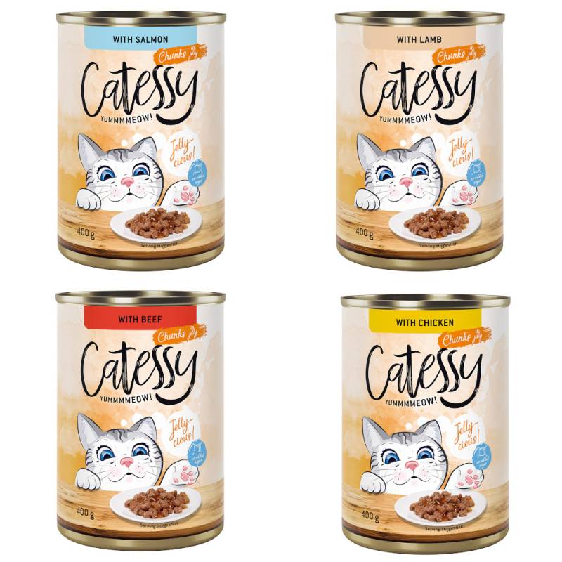 Sparpaket Catessy Häppchen in Sauce oder Gelee 48 x 400 g - Mixpaket Gelee (4 Sorten) von Catessy