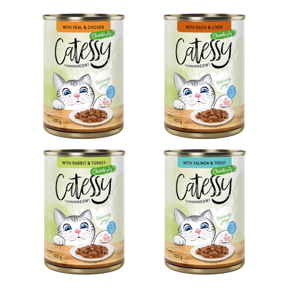 Sparpaket Catessy Häppchen in Sauce oder Gelee 48 x 400 g - Mixpaket Sauce (4 Sorten) von Catessy