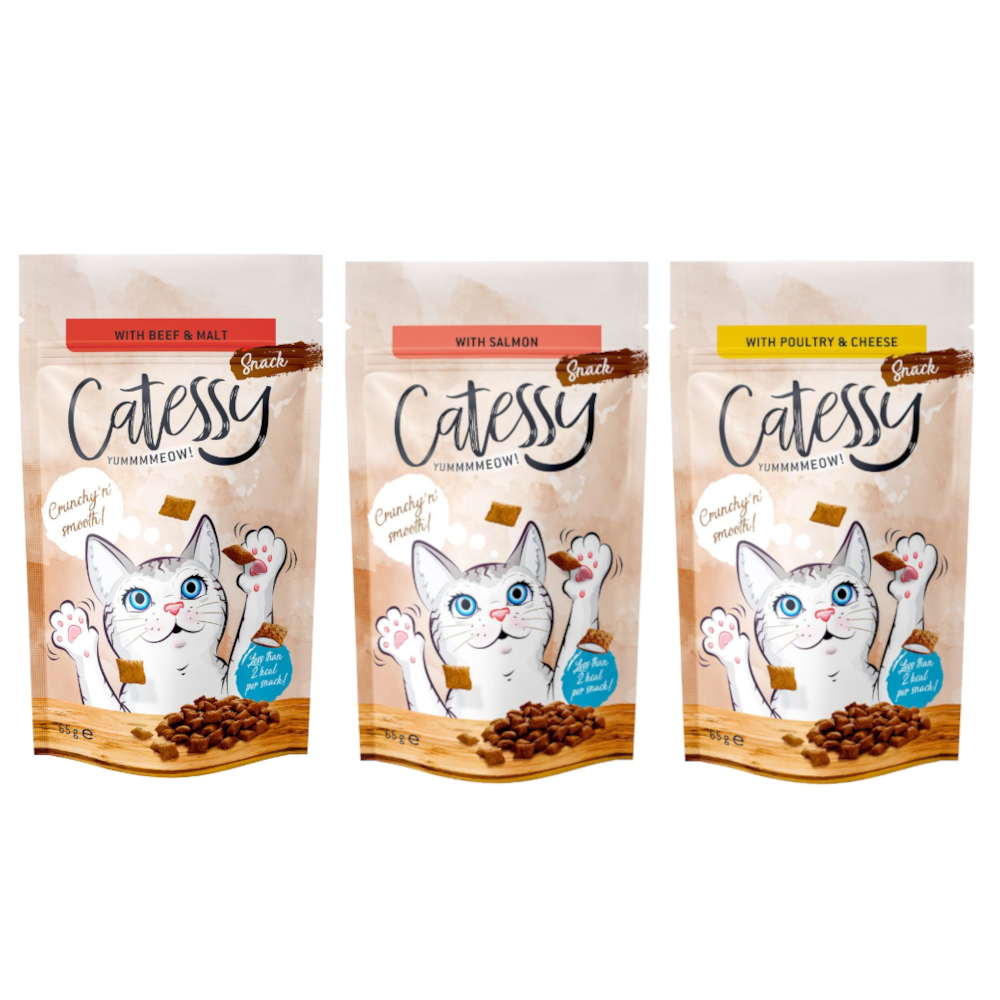 Sparpaket Catessy Knabber-Snacks 15 x 65 g - Mixpaket (3 Sorten) von Catessy