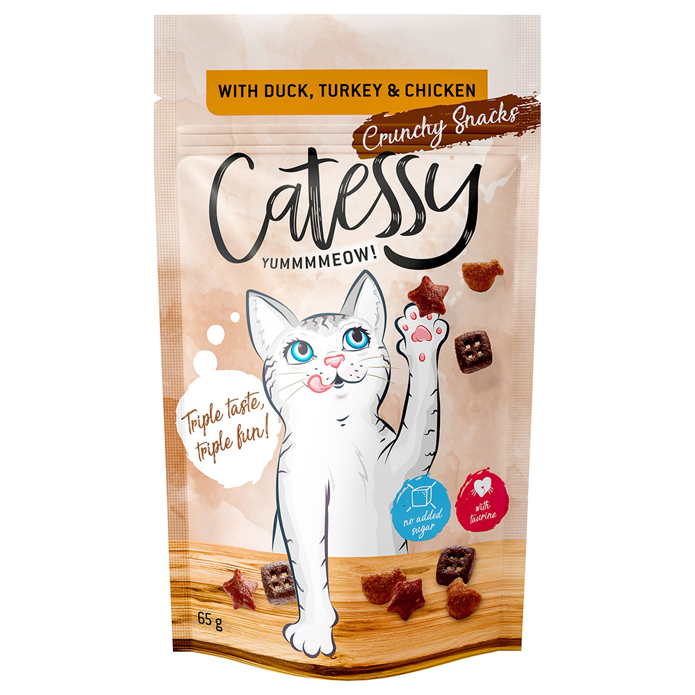 Sparpaket Catessy Knuspersnacks 15 x 65 g - mit Ente, Truthahn & Huhn von Catessy