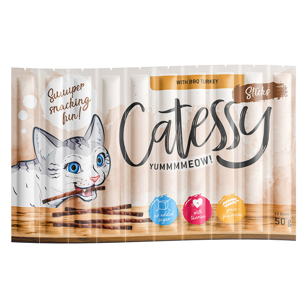 Sparpaket Catessy Sticks 50 x 5 g - mit BBQ Pute von Catessy