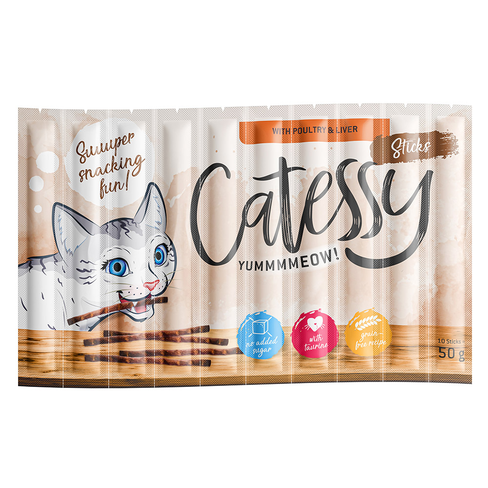Sparpaket Catessy Sticks 50 x 5 g - mit Geflügel & Leber von Catessy
