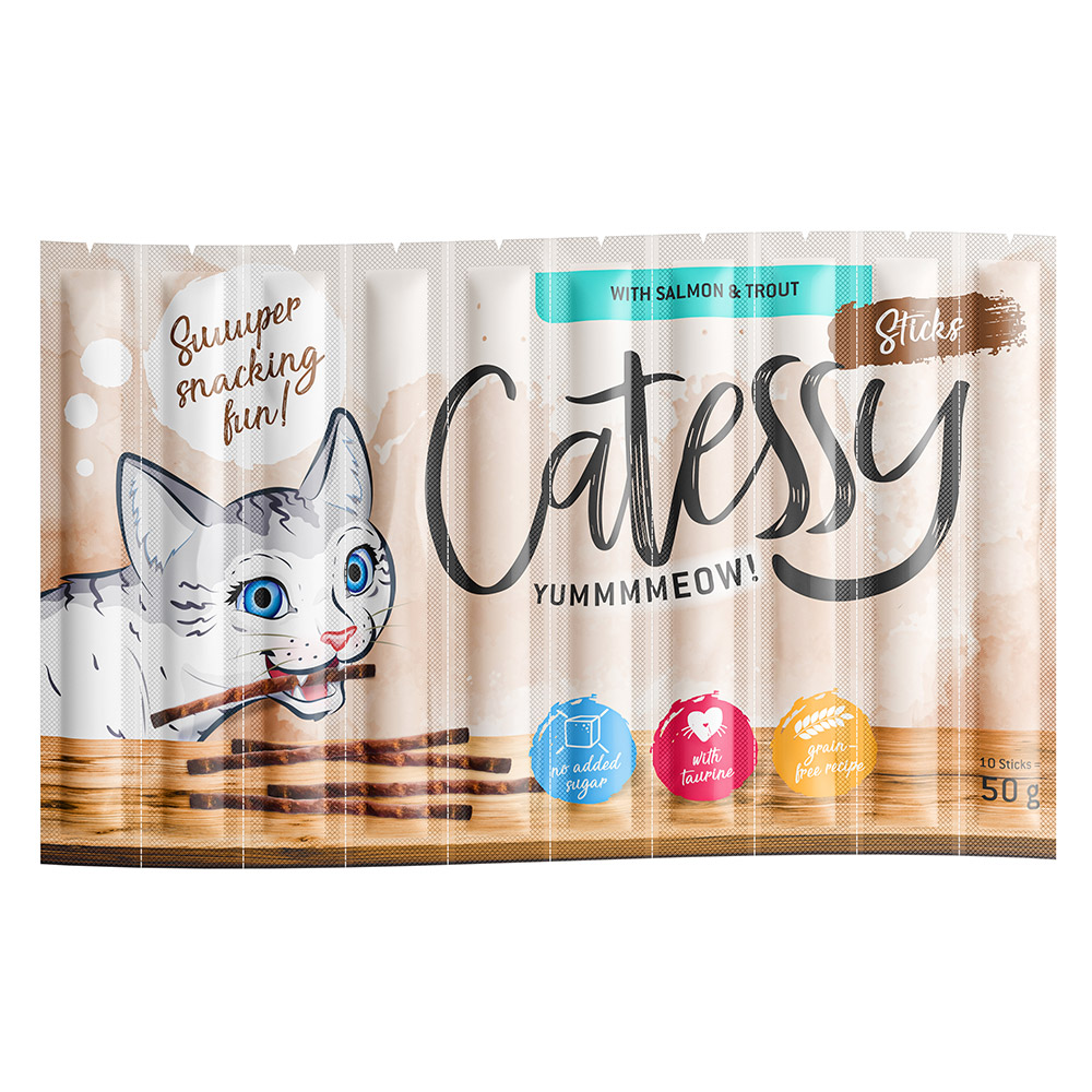 Sparpaket Catessy Sticks 50 x 5 g - mit Lachs & Forelle von Catessy