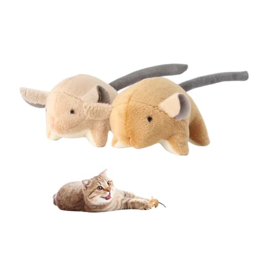Caticalife Plüsch-Katzen-Maus-Spielzeug mit Glocke und Katzenminze, langlebig, kaufest, interaktives Katzenspielzeug für Indoor-Katzen, weiches gefülltes Kätzchenspielzeug mit Katzenminze zum Spielen von Caticalife