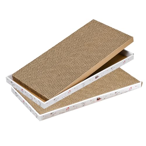 Katzenkratzer aus Karton mit Box, langlebig, Wellpappe, für Sofa, Lounge-Bett, wendbar, Katzenminze im Lieferumfang enthalten, für Indoor-Katzen, Kratzkissen, zusammenbaubar, doppelseitiges Design von Catinarla