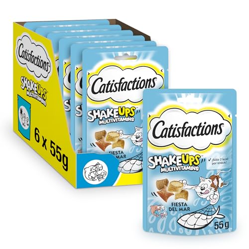 Catisfaction Snack für Katzen, Shake Ups Multivitamins Meeresfrüchte, 6 Packungen à 55 g von Catisfactions