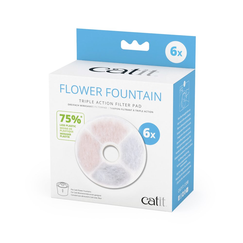 Catit 2.0 Flower Fountain -  6er Set TRIPLE ACTION Filter rahmenlos von Catit