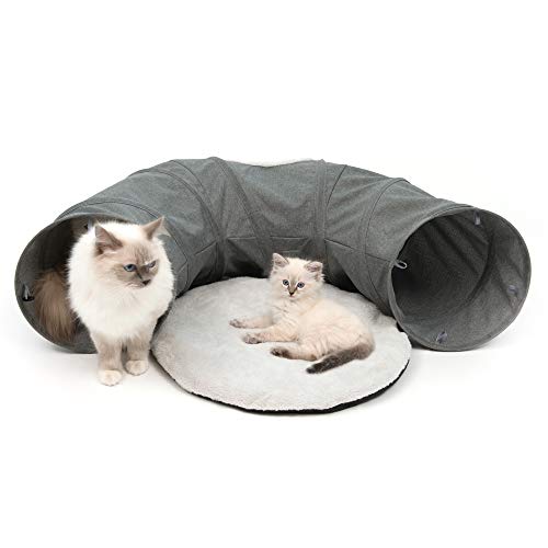 Catit 41996 Vesper Tunnel, für Katzen, mit Schlafkissen, grau , von Catit