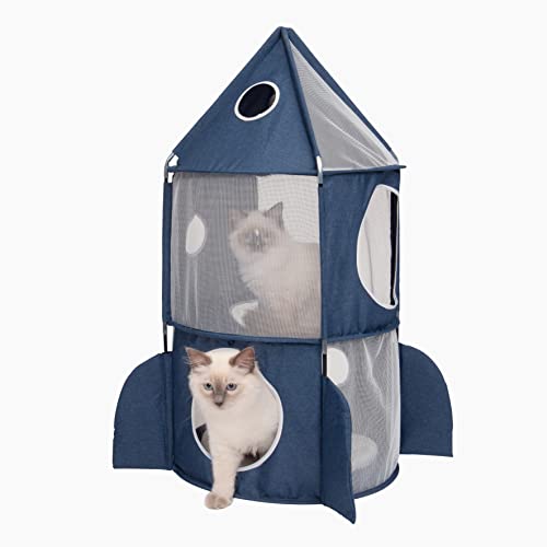 Catit 42001 Vesper Turm, in Raketenform, mit Schlafkissen, für Katzen, blau von Catit