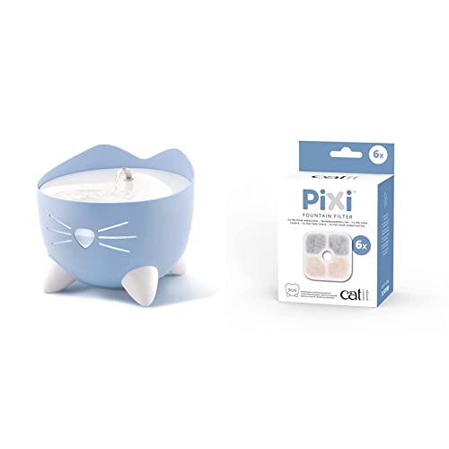 Catit 43717 Pixi Trinkbrunnen für Katzen, 2,5L, blau & 43722 Pixi Ersatzfilter, Trinkbrunnenfilter für die Catit Pixi Trinbrunnen, 6er Pack Catit 43717 Pixi Trinkbrunnen für Katzen, 2,5L, blau & 43722 Pixi Ersatzfilter, Trinkbrunnenfilter für die Catit Pixi Trinbrunnen, 6er Pack von Catit