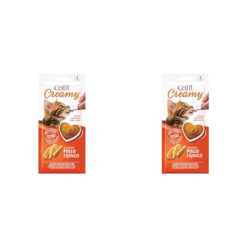 Catit Creamy Leckerei für Katzen 4 er- Pack Huhn (Packung mit 2) von Catit