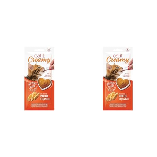 Catit Creamy Leckerei für Katzen 4 er- Pack Huhn (Packung mit 2) von Catit