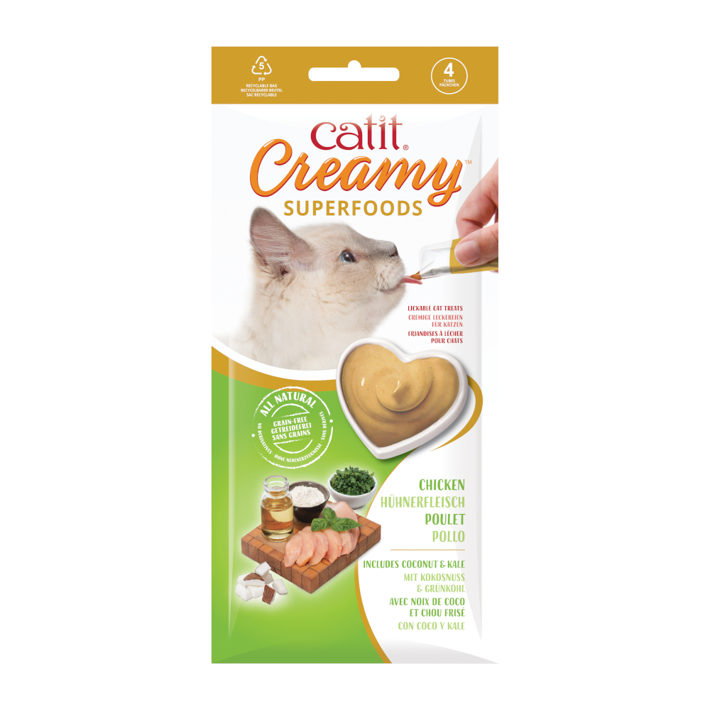Catit Creamy Superfoods 4 x 10 g - Hühnerfleisch, Kokosnuss & Grünkohl Catit Creamy Superfoods 4 x 10 g - Hühnerfleisch, Kokosnuss & Grünkohl von Catit
