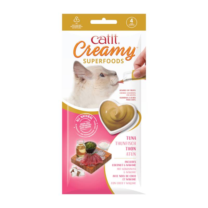 Catit Creamy Superfoods 4 x 10 g - Thunfisch, Kokosnuss & Wakame Catit Creamy Superfoods 4 x 10 g - Thunfisch, Kokosnuss & Wakame von Catit