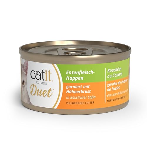 Catit Cuisine Duet, Entenfleisch-Happen garniert mit Hühnerbrust in köstlicher Soße, 75g Catit Cuisine Duet, Entenfleisch-Happen garniert mit Hühnerbrust in köstlicher Soße, 75g von Catit