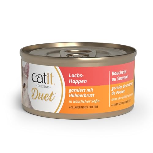 Catit Cuisine Duet, Lachs-Happen garniert mit Hühnerbrust in köstlicher Soße, 75g Catit Cuisine Duet, Lachs-Happen garniert mit Hühnerbrust in köstlicher Soße, 75g von Catit