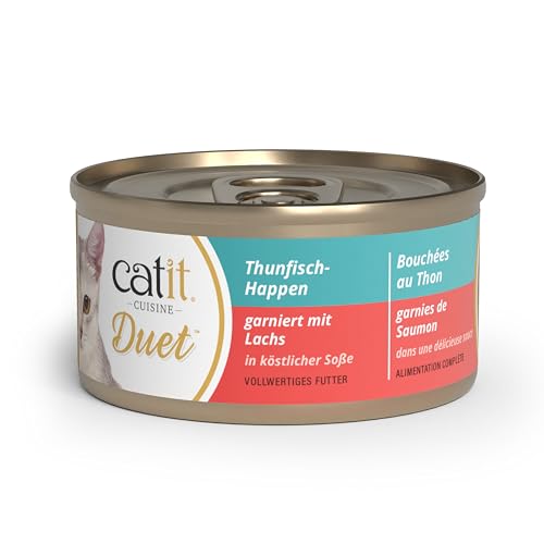 Catit Cuisine Duet, Thunfisch-Happen garniert mit Lachs in köstlicher Soße, 75g Catit Cuisine Duet, Thunfisch-Happen garniert mit Lachs in köstlicher Soße, 75g von Catit
