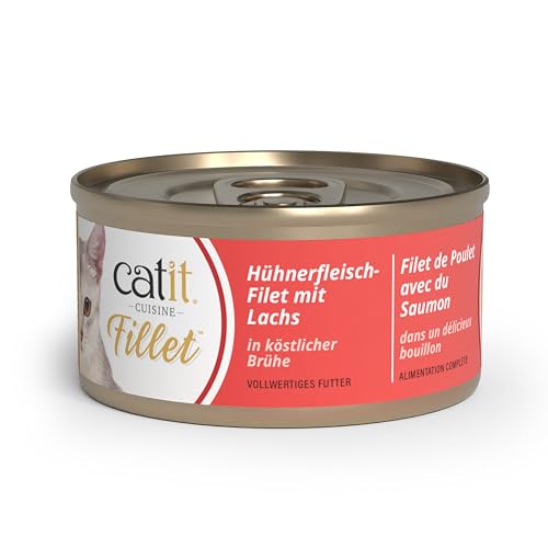 Catit Cuisine - Hühnerfleisch-Filet mit Lachs in köstlicher Brühe, 75g Catit Cuisine - Hühnerfleisch-Filet mit Lachs in köstlicher Brühe, 75g von Catit