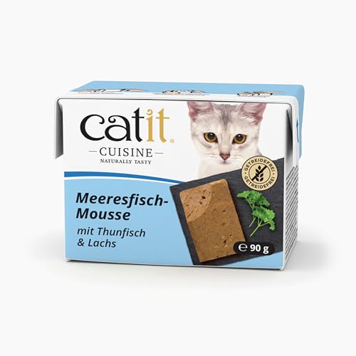 Catit Cuisine - Premium Nassfutter für Katzen - Mousse mit Meeresfisch mit Thunfisch und Lachs, Alleinfuttermittel, 90g, getreidefrei, hoher Fleischanteil von Catit