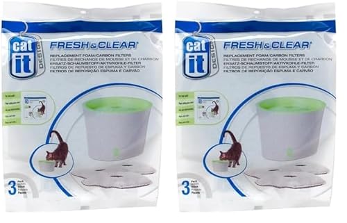 Catit Ersatzreinigungsfilter, Trinkbrunnenfilter, für die 3L Catit Trinkbrunnen, 6er Pack von Catit