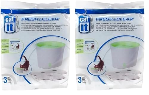 Catit Ersatzreinigungsfilter, Trinkbrunnenfilter, für die 3L Catit Trinkbrunnen, 6er Pack von Catit