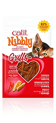 Catit Nibbly Grills, Kaustreifen aus Hühnchen und Hummer, für Katzen, 30g von Catit