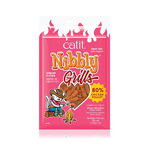 Catit Nibbly Grills, Kaustreifen aus Hühnchen und Garnelen, für Katzen, 30g von Catit