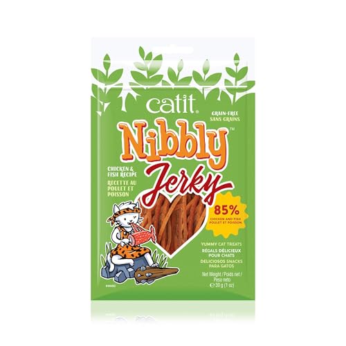 Catit Nibbly Jerky, Kaustreifen aus Hühnchen und Fisch für Katzen, 30g von Catit