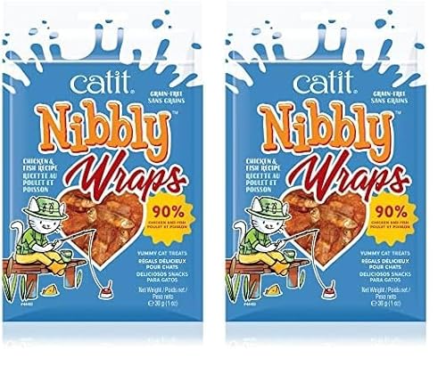 Catit Nibbly Wraps, Fisch mit Hühnerbrusftfilet umwickelt, für Katzen, 30g (2er Pack) von Catit