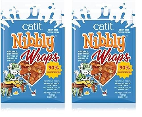 Catit Nibbly Wraps, Fisch mit Hühnerbrusftfilet umwickelt, für Katzen, 30g (2er Pack) von Catit