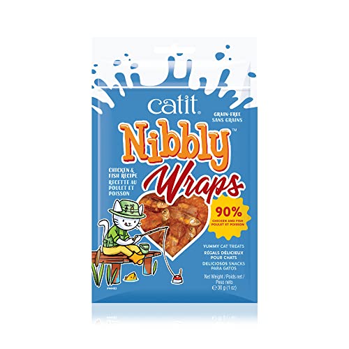 Catit Nibbly Wraps, Fisch mit Hühnerbrusftfilet umwickelt, für Katzen, 30g (1er Pack) von Catit