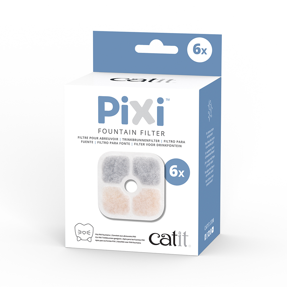 Catit PIXI Trinkbrunnen, blau Zubehör: Ersatzfilter (6 Stück) von Catit