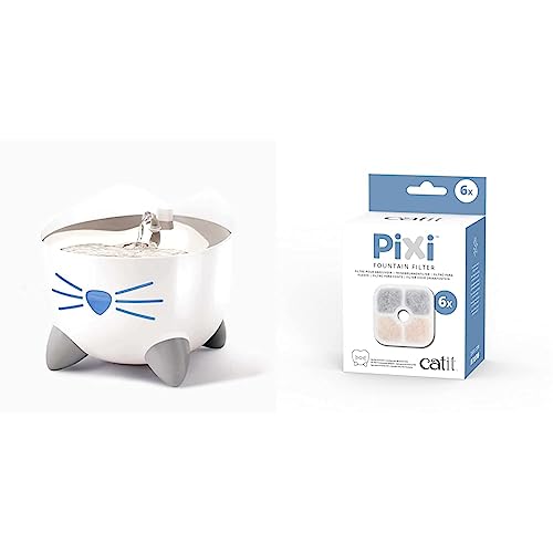 Catit Pixi Smart Trinkbrunnen für Katzen, Steuerung via App,Wasserreservoir + Pixi Ersatzfilter,Trinkbrunnenfilter für die Catit Pixi Trinbrunnen von Catit