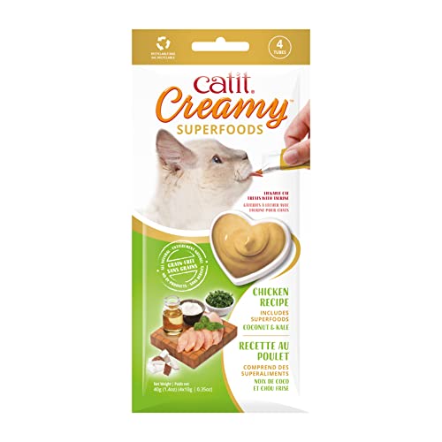 Creamy Superfood Leckpaste für Katzen mit Hühnerfleisch und den Superfoods Kokos und Grünkohl von Catit