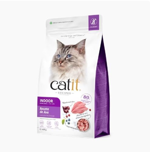 Catit Recipes - Premium Trockenfutter für Katzen - mit Geflügelfleisch, für ausgewachsene im Haus lebende, sterilisierte Katzen, Alleinfuttermittel, 400g von Catit