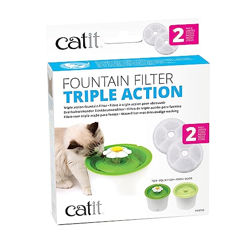 Catit Triple Action Filter, 3fach wirksamer Ersatzfilter, Trinkbrunnenfilter, 2er Pack von Catit