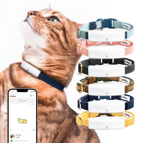 Catlog Starter-Set (M, [Starter-Set] Weiß × Blau: Intelligentes Halsband für Hauskatze, Gesundheitswesen Tracker für Hauskatze, Smart Pet Activity Tracker, Smart Wearable, 24/7 Überwachung, Schlaf & von Catlog