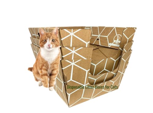 Cats Desire Einweg-Katzentoilette (3 Tabletten) mit perforiertem und niedrigem Einstieg – passend für große Katzen, teilweise recycelter Karton, 48,3 cm L x 43,2 cm B x 21,6 cm H von Cats Desire Disposable Litter Boxes