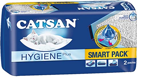 CATSAN Hygiene Plus Katzenstreu, Nicht klumpend, für ausgewachsene Katzen, mit Einsatz, 2 x 4 l Beutel, 2 x 2 Einlagen von Catsan
