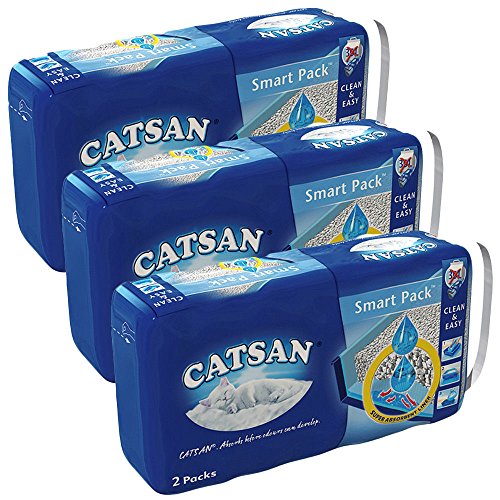 CATSAN Smart Pack – Nichtklumpende Katzenstreu auf saugfähigem Vlies – 3 Packungen mit 6 Packs 24L (6x 4L) von Catsan