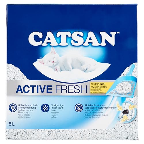 Catsan Active Fresh – Katzenstreu aus Naturton mit Aktivkohle – Effektive Bindung von Geruch und Feuchtigkeit – 1 x 8 Liter Catsan Active Fresh – Katzenstreu aus Naturton mit Aktivkohle – Effektive Bindung von Geruch und Feuchtigkeit – 1 x 8 Liter von Catsan