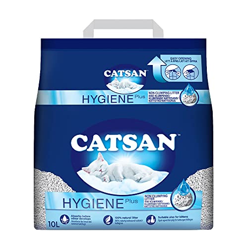 Catsan Hygiene-Katzenstreu, Nicht klumpend, 100% natürlich, saugfähig, 10 l, Weiß von Catsan