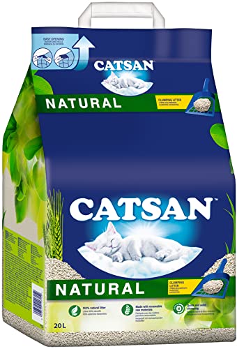 Catsan Natural Kompostierbare Klumpstreu für Katzen, 20 Liter (1 Beutel) – Katzenstreu 100 Prozent Biologisch abbaubar von Catsan