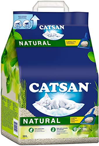 Catsan Natural Kompostierbare Klumpstreu für Katzen, 20 Liter (1 Beutel) – Katzenstreu 100 Prozent Biologisch abbaubar von Catsan